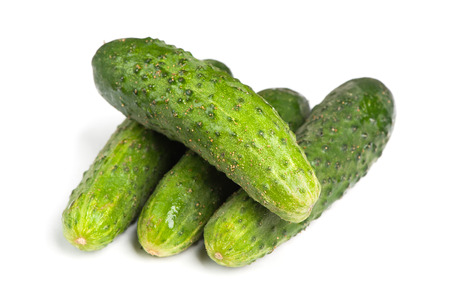 Cucumbers isolated on white backgroundの写真素材