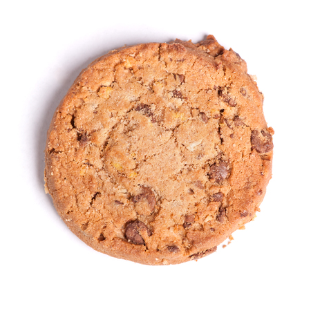 Chocolate chip cookie isolated on white backgroundの写真素材