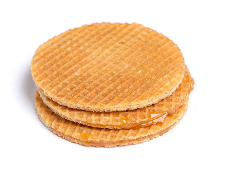 Round wafers isolated on white backgroundの写真素材