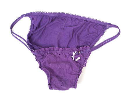 Violet panties isolated on white backgroundの写真素材