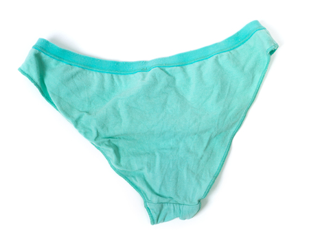 Green underpants isolated on white backgroundの写真素材