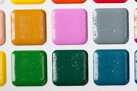 Close up different set of watercolorsの写真素材