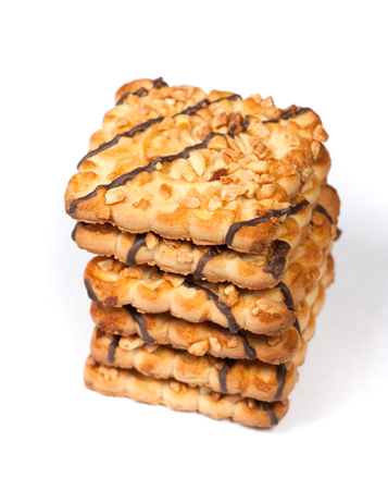 Group of square cookies isolated on whiteの写真素材