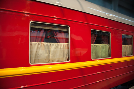 Windows of modern russian train outsideの写真素材