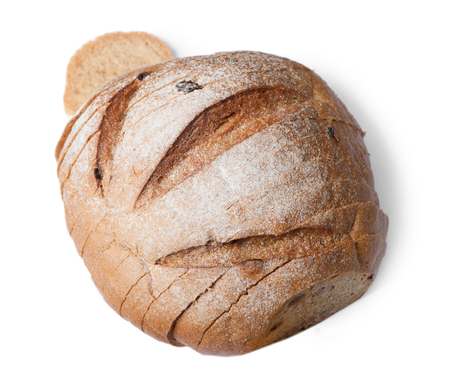 Fresh rounf sliced bread isolated on white backgroundの写真素材