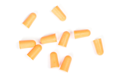 Group of foam earplugs isolated on a white background