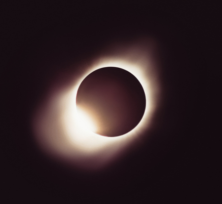 Moon eclipse. Full ssolar eclipse. Planet with a glow
