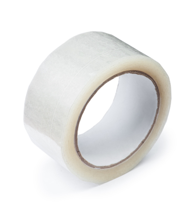 Transparent sticky adhesive tape isolated on whiteの写真素材