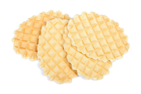 Group of crisp waffles isolated on white backgroundの写真素材