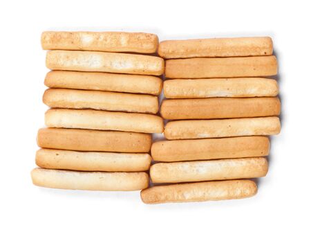 Heap of wheat bread sticks isolated on a white background
