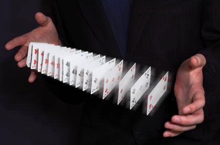 Several cards in the motionの写真素材