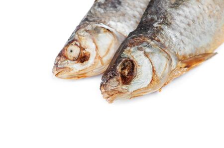 Dried vobla fish isolated on white background