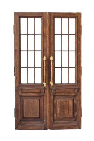 Old double vintage door isolated on white backgroundの写真素材