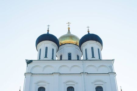Kremlin Tower and Trinity Cathedral of Pskov city, Russia, Russian Federationの写真素材