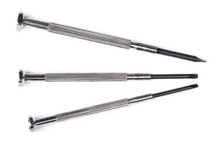 Set of small screwdrivers for small screws isolated on white backgroundの写真素材