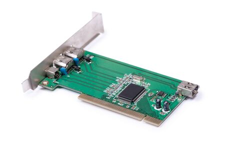 Firewire 1394 PCI controller card isolated on white background