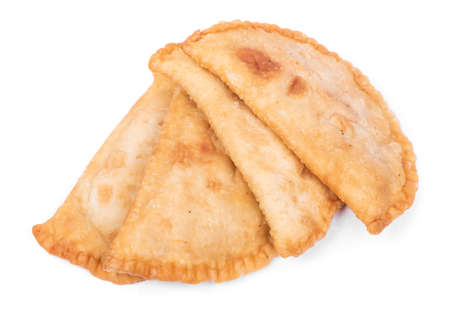 Belyash (beliash), meat pie isolated on white backgroundの写真素材