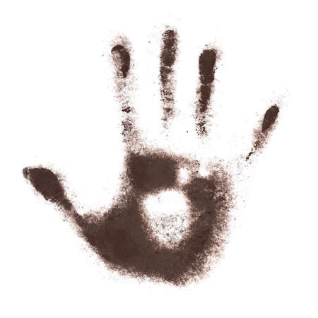 Spooky hand print isolated over white backgroundの写真素材