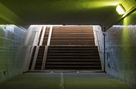 Staircase in the underpass, exit to city streetの写真素材