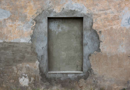 Rectangular recess in an old wall, vintage background