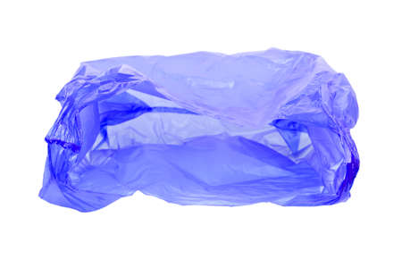 Transparent plastic bag with handles isolated over white backgroundの写真素材