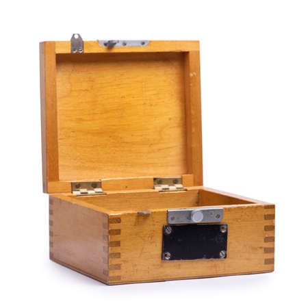 Old wooden box isolated on white background