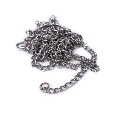 Silver chain heap isolated on white background