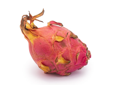 Real whole dragon fruit isolated on white backgroundの写真素材