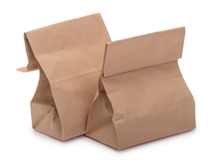 Group of paper bags isolated on white backgroundの写真素材