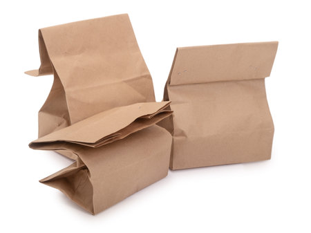 Group of paper bags isolated on white backgroundの写真素材
