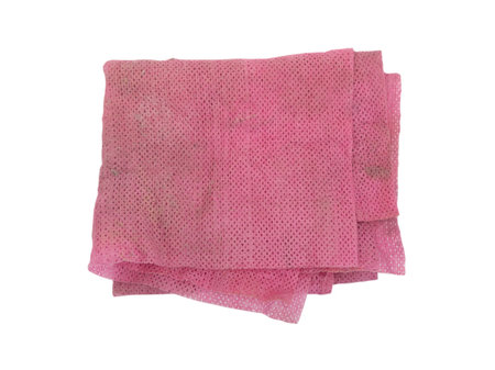 Dirty viscose rag isolated on white backgroundの写真素材