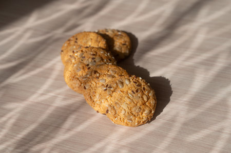 Oatmeal cookies on the tableの写真素材