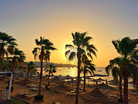 Sunset on the Red Sea in Hurghada, Egypt.