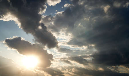 The picture shows a beautiful sunset with a stunning cloudscape.