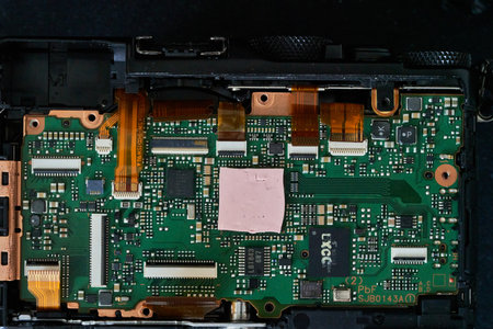 Close-up of the inside of a microcircuit of a smartphone