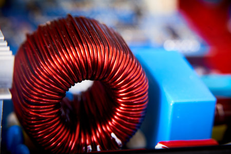 Electronic circuit board close up. Technology and electronics background. Selective focus.