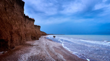 Dramatic seascape of Black Sea coast, Ukraine.