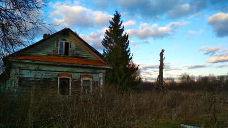 wooden house in an abandoned village
