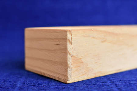 wooden box on a blue backgroundの写真素材