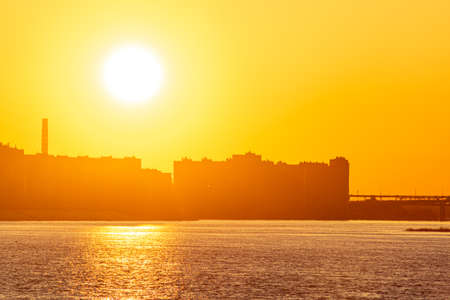 beautiful sunset on the River Volga. Nizhny Novgorodの写真素材