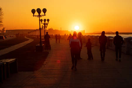 beautiful sunset on the River Volga. Nizhny Novgorodの写真素材