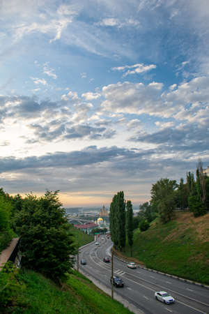 panorama of Nizhny Novgorod at sunset
