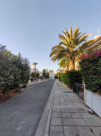 quiet summer street. Limassol. Cyprusの写真素材