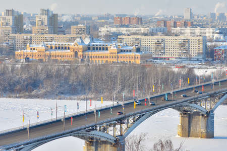 Panorama of Nizhny Novgorod on a winter dayの写真素材