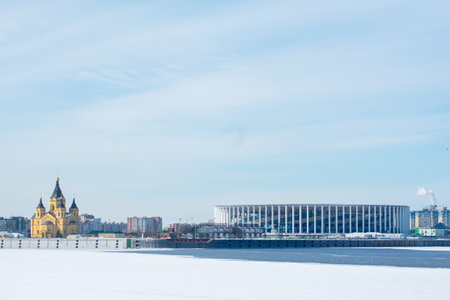 Panorama of Nizhny Novgorod on a clear winter dayのeditorial素材
