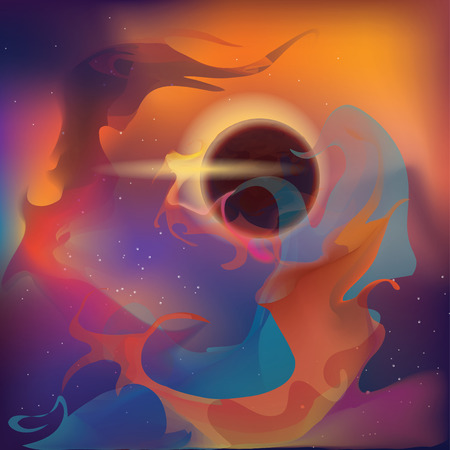 Unusual cosmo with the planet and Nebula around her.のイラスト素材