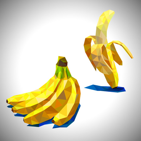 Low poly yellow fresh bananas isolated for your design and your ideas.のイラスト素材