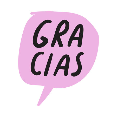 Gracias. Spanish language. Thank you. ink speech bubble. Vector design.のイラスト素材
