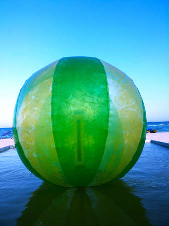 Zorb, shar.razvlechenie, sphere, sea, water, blue,の写真素材