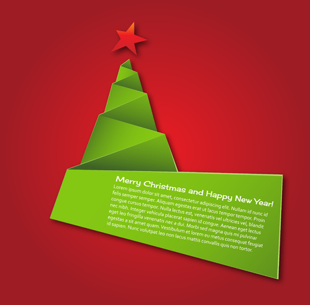 Simple christmas tree, paper new year card.のイラスト素材